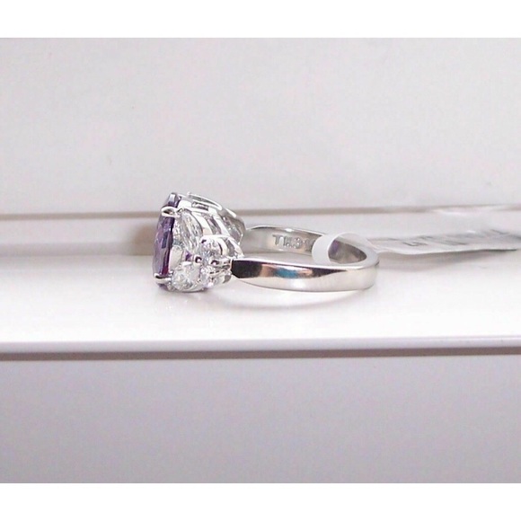 STAINLESS STEEL Simulated Amethyst Cz Ring With Butterfly Sides - Picture 9 of 16